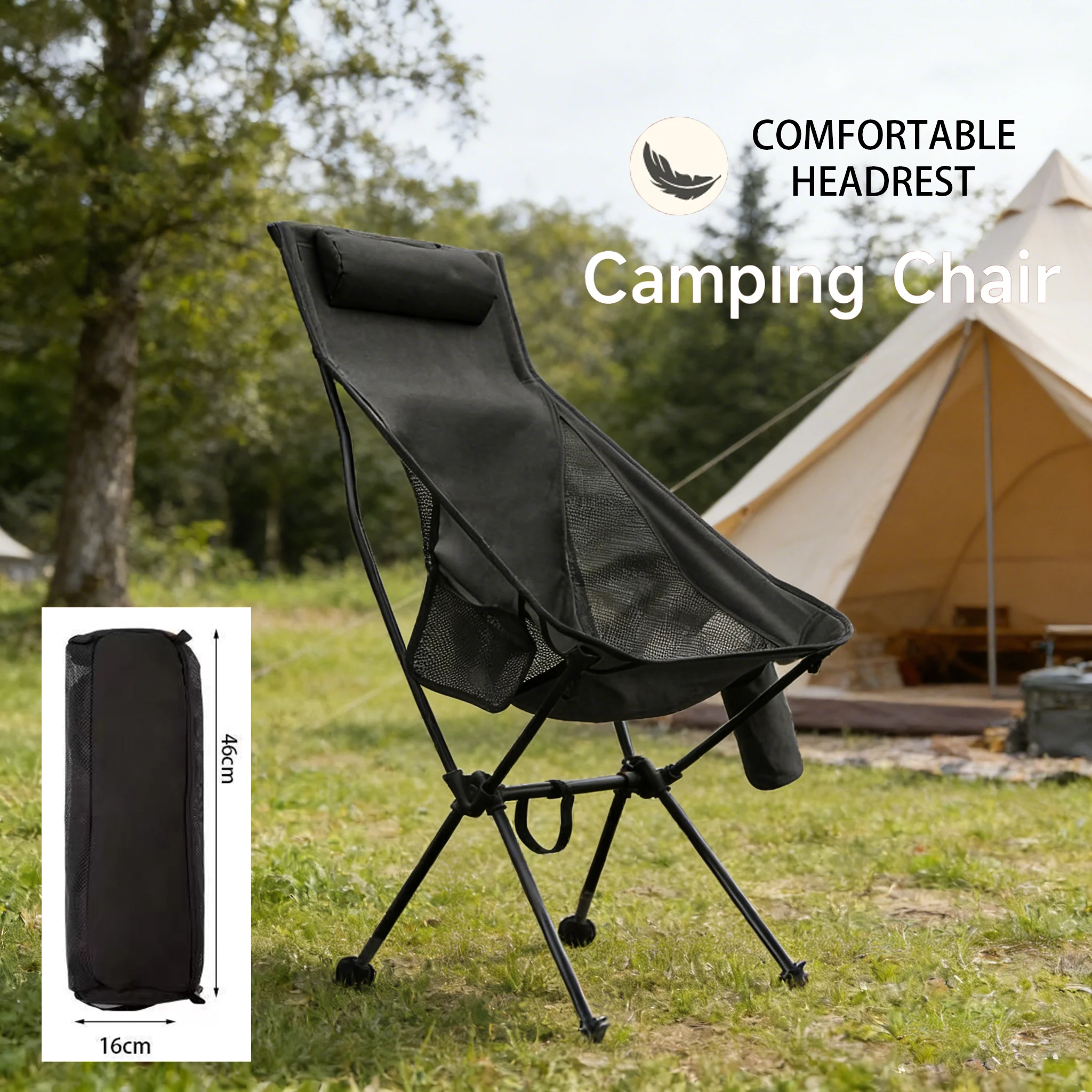 Fauteuil de pêche haut dossier avec repose-tête aluminium 150kg pour pêche surfcasting et beach fishing