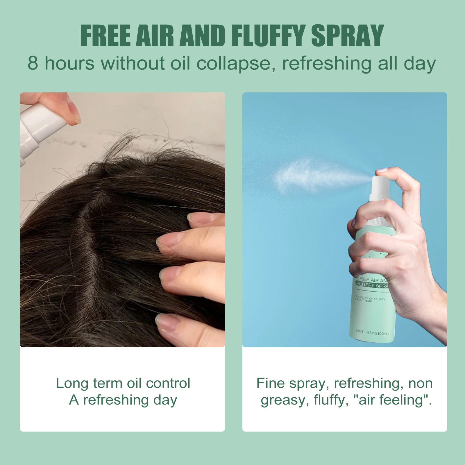 Shampoo senza lavaggio Free Air e Fluffy Spray per capelli Spray rinfrescante per capelli Controllo dell'olio Shampoo per capelli secchi Spray volumizzante per capelli soffici_voghion.com