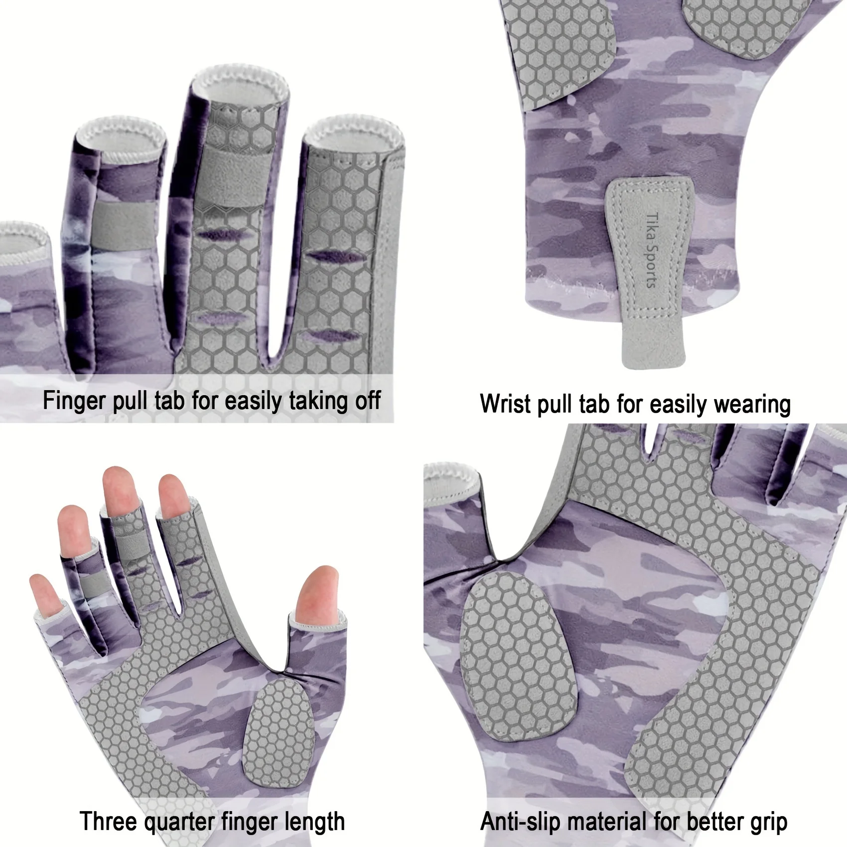 Aventik UPF 50+ Sun Protection Lightweight and Breathable Fingerless Fishing Gloves for Fishing Boating Kayaking and Outdoor