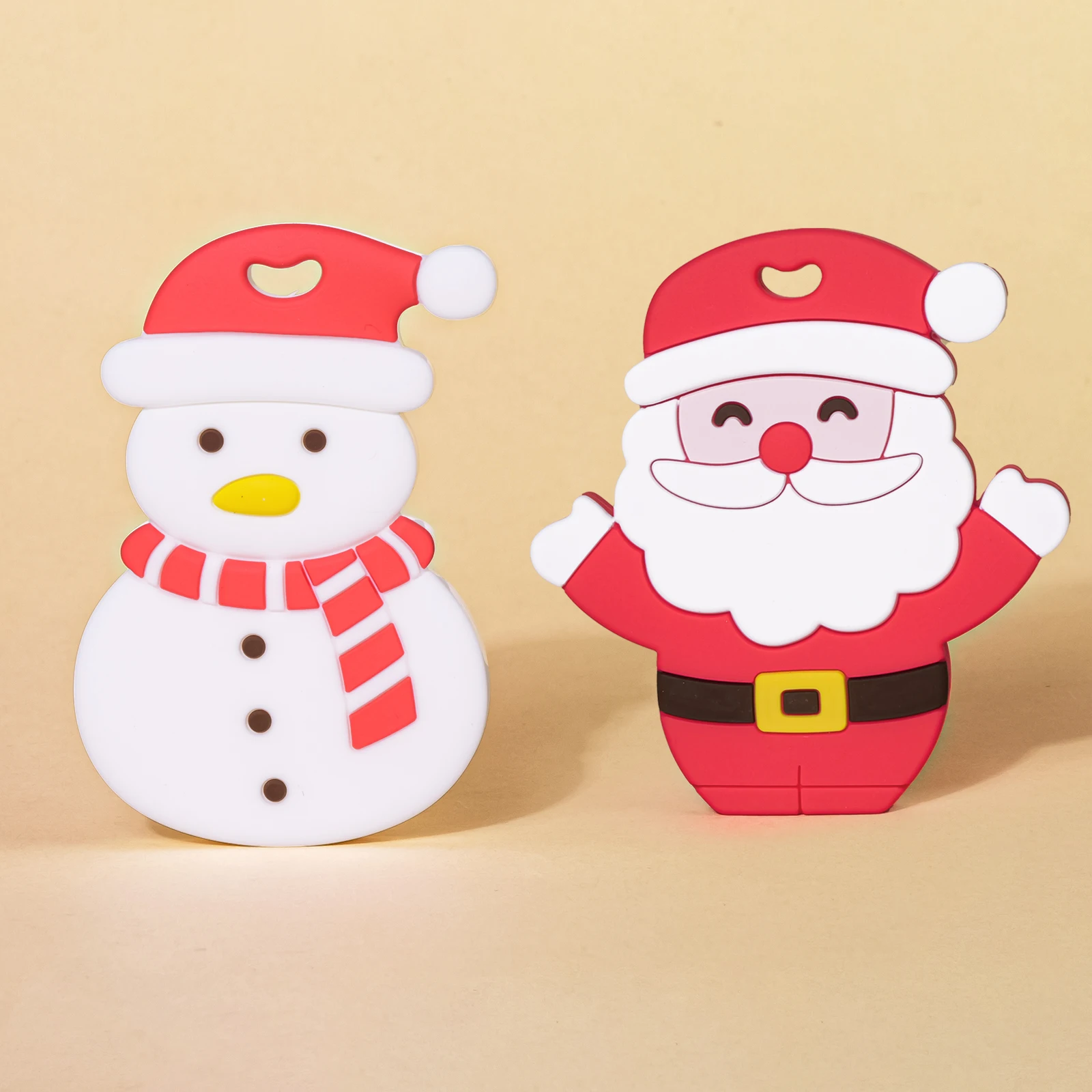 2PC Silicone Teether Baby Santa Teether Children Christmas Gift BPA Free Silicone Children's Products Children Teether 6
