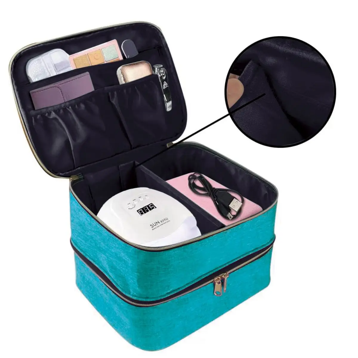 Nail Polish Organizer Handheld Double Layer CosmeticOrganizer Tote Bag For Girls And Women Nail Art, EssentialOil, Cosmetic Set 4