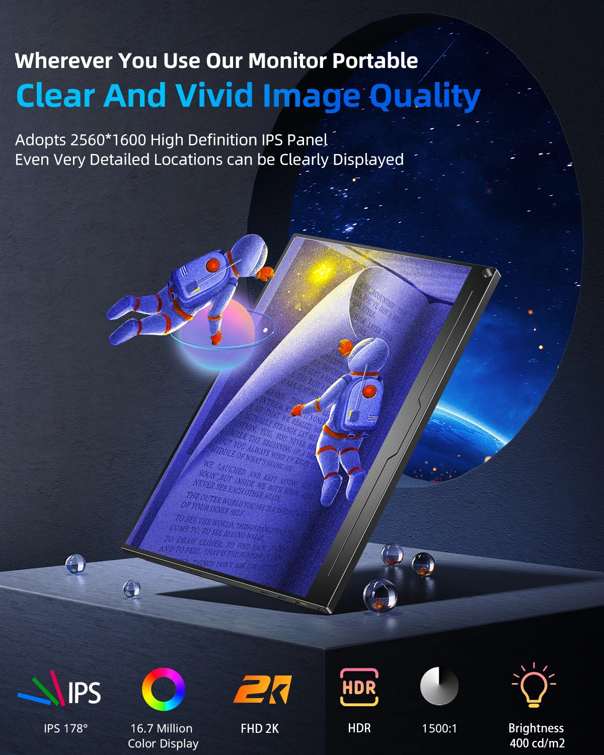 UPERFECT 2.5K ޴ ,  Ʈ , IPS ǻ ܺ  ° ȭ, PC HDMI ÷, 16 ġ 2520x1680