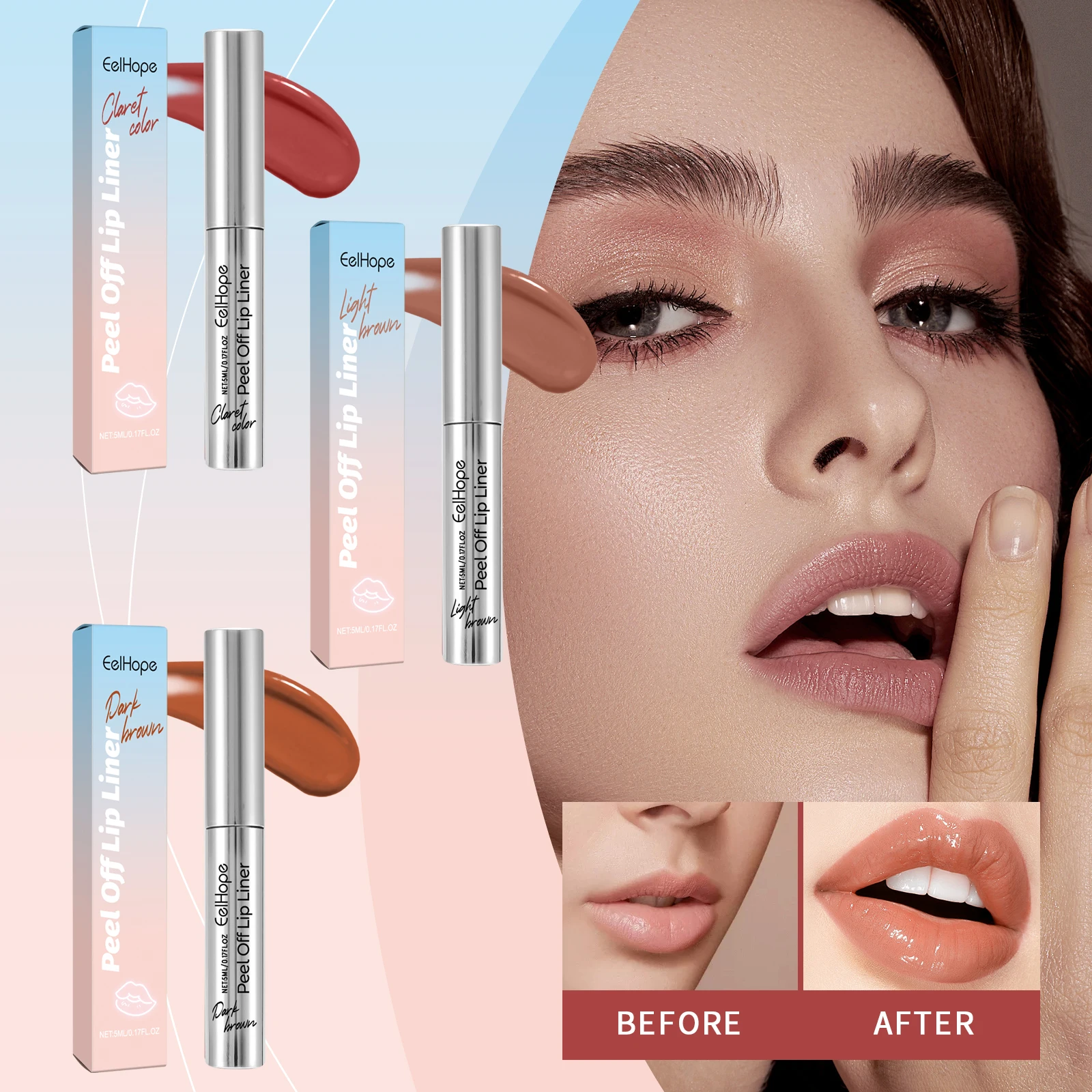 EELHOPE Peel Off Lip Liner Waterproof, Sweat Proof, Lip Contouring, Lightweight,  Makeup Resistant, Peel Off Lip Liner Liquid 4