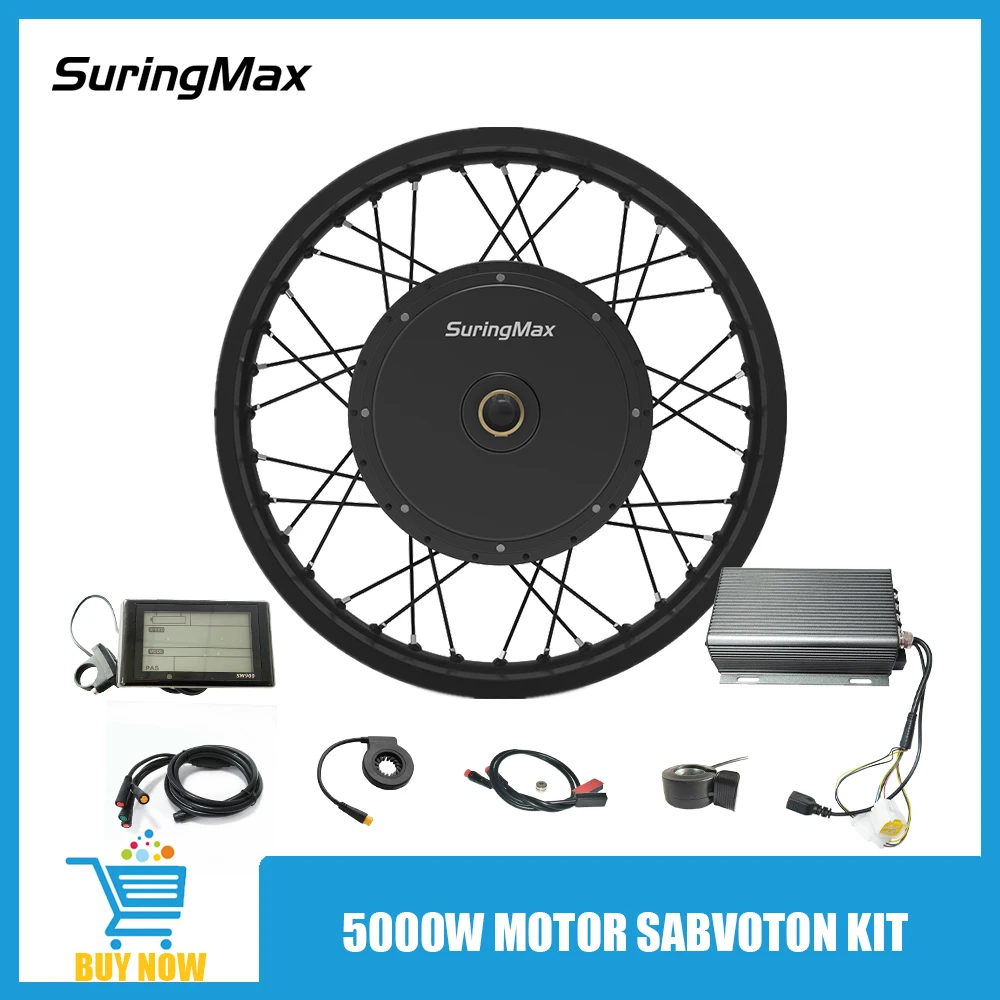 Electric Motorcycle Kit 5000w Hub Motor Sabvoton Controller E Bike Conversion Parts 19" Rim 150mm Assembled