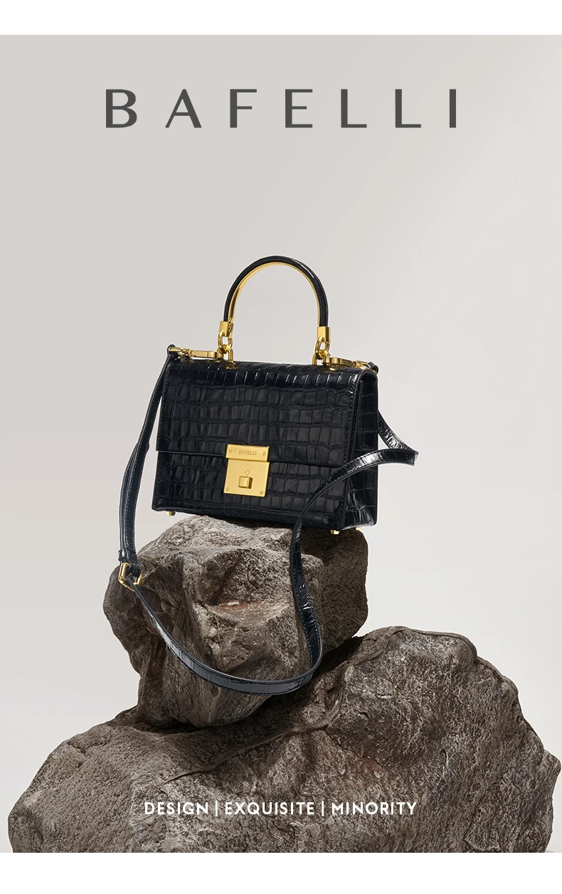 Genuine leather flap bag in animal print - front view