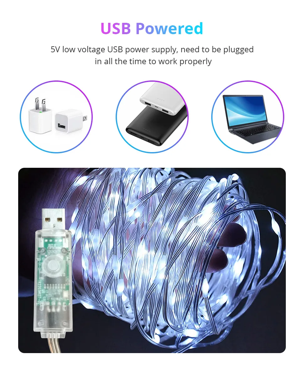 BLE RGB Fairy String Light for Christmas Tree Party 5m 10m Dreamcolor LED Strip