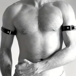 Sleek Black Leather Arm Band with Adjustable Fit and Metal O - Ring Detail - 47cm (Arm Band)