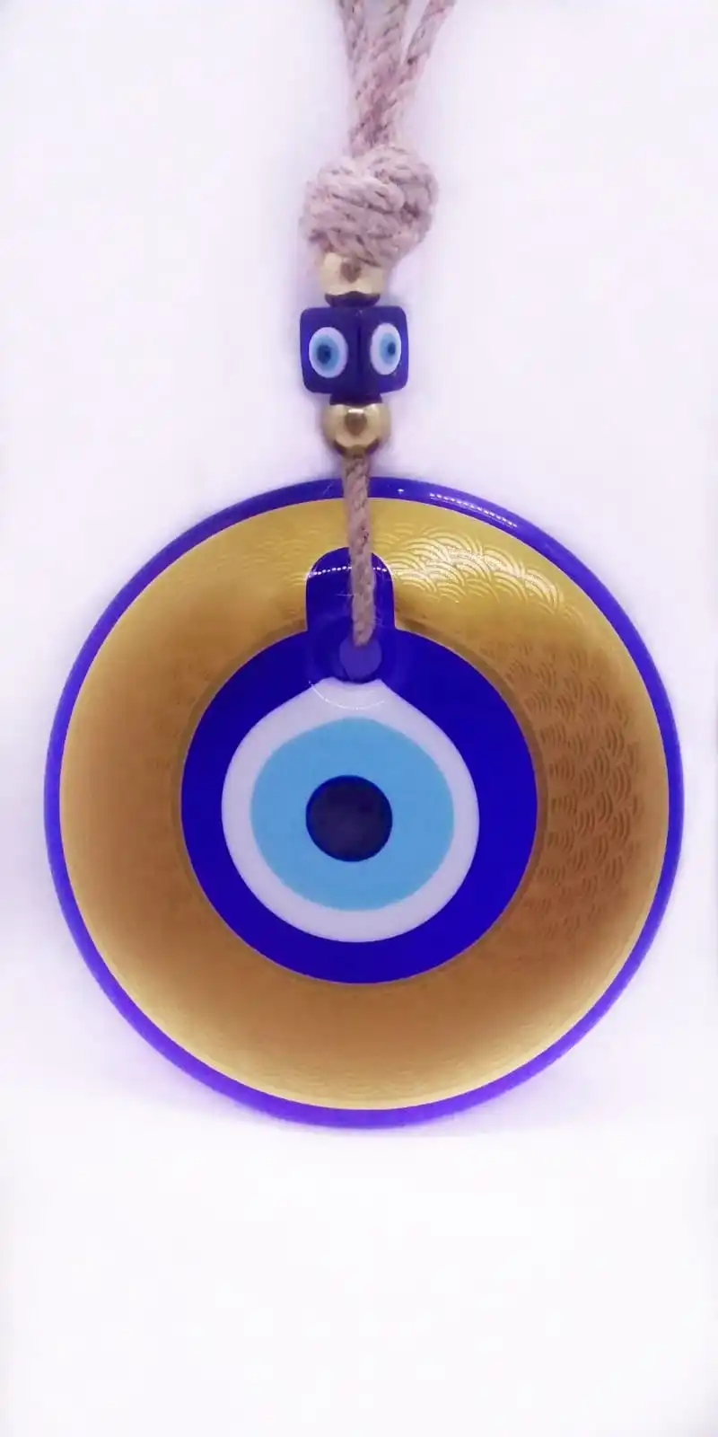 

Golden Gilted Big Size Turkish Blue Evil Eye Wall Door Hanger Good Luck Charm