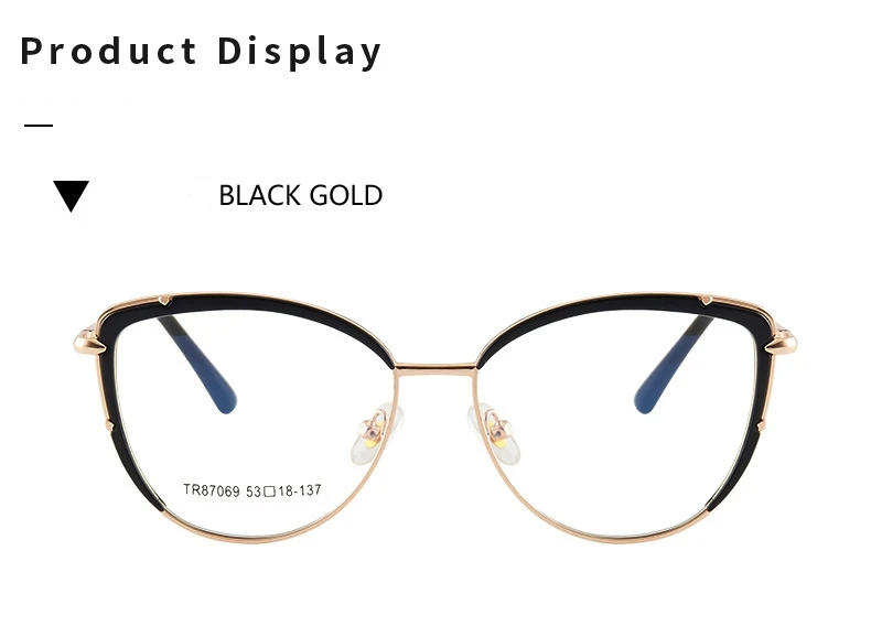 YIMARUILI Retro Cat Eye Blau Licht Blockieren Optische Brillen Rahmen Frauen Mode Hochwertige Legierung Brillen 87069 – Detail 11
