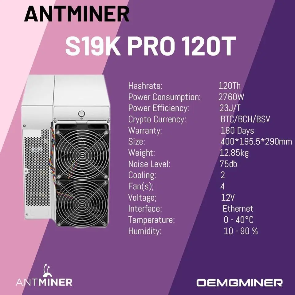 

AY Buy 2 get 1 free Antminer S19k pro 120Th 2760W Asic Miner Bitmain Crypto BTC Bitcoin Miner Mining