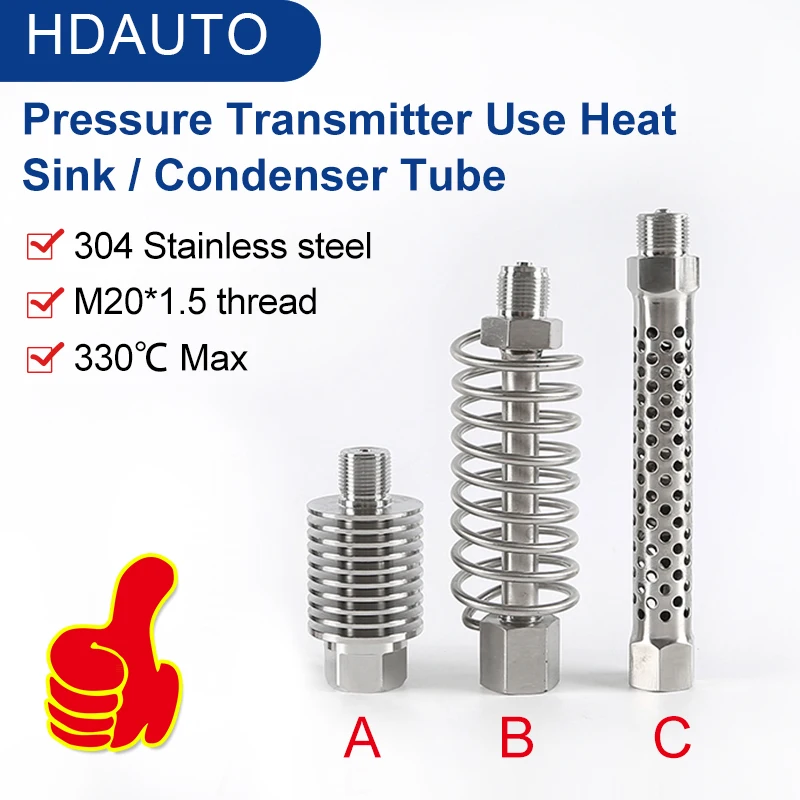 M20*1.5 SS304 Stainless Steel High Temperature Capillary Radiator Chip Pressure Transmitter Accessories pressure gauge cooler