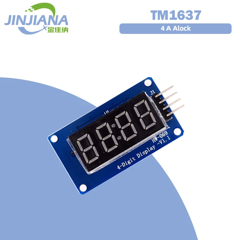 

4-digit digital tube display module LED brightness adjustable with clock point TM1637 driver Ard