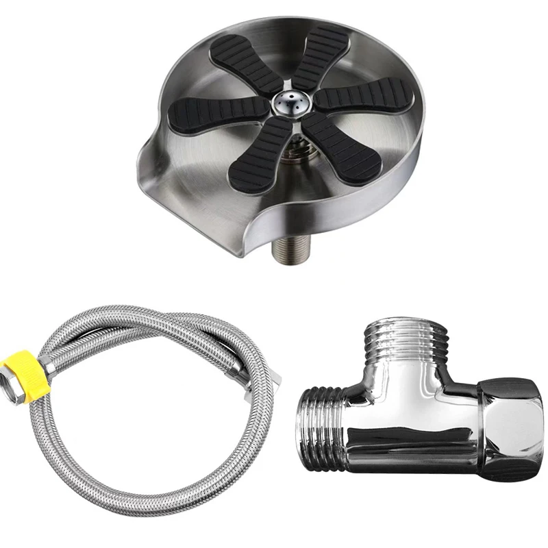 Stainless Steel High Pressure Cup Washer Faucet Glass Rinser For