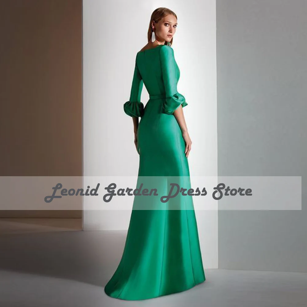 Elegant Mother Of The Bride Dresses Green Mermaid Evening Dresses Satin Deep V Neck Robe De F&ecirc;te De Mariage