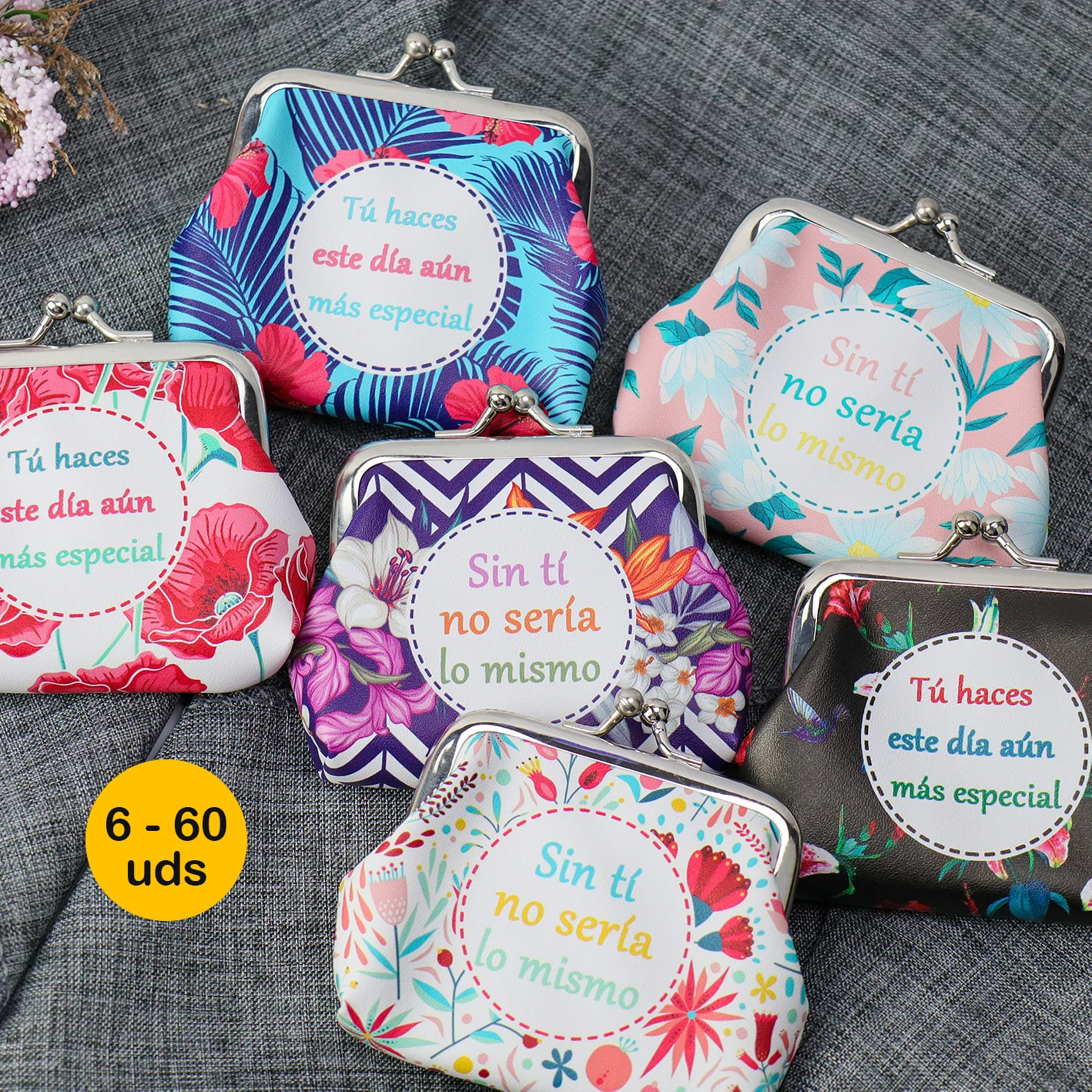 Lote 5 a 60 unidades de Monederos pequeños de mujer, modelos, Clip de seguridad, Con frase dedicatoria, Recuerdos invitados de bodas, Detalles comuniones para invitados, Recuerdos de bautizo, Regalantes Store| Monederos| - AliExpress