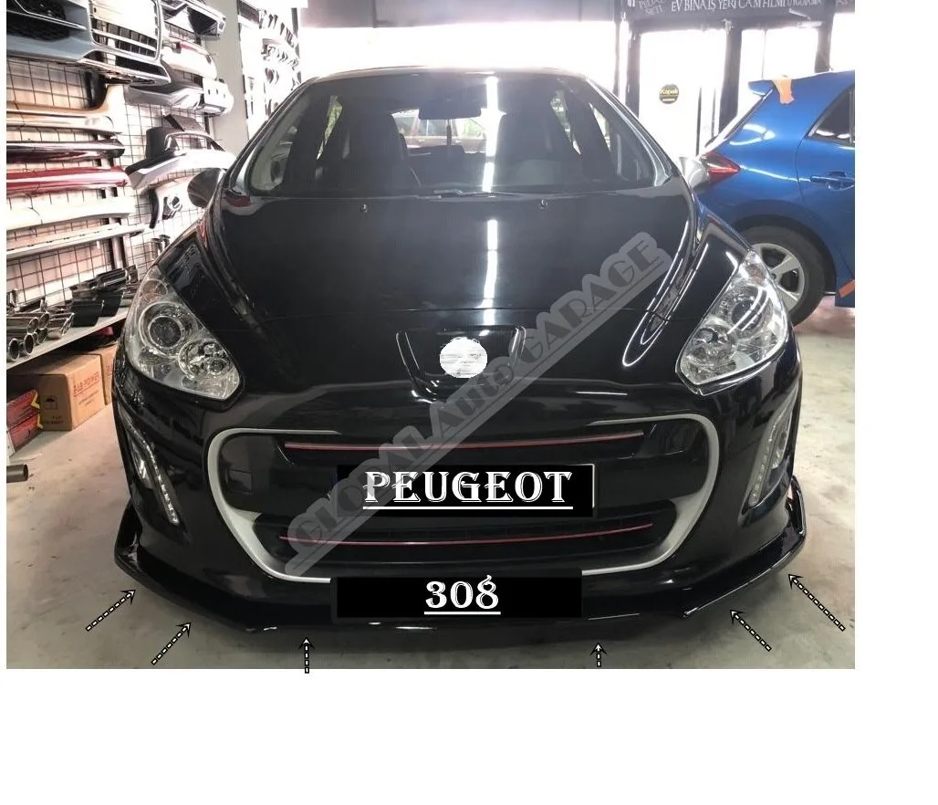 Pare-Chocs Avant Et Pare-Chocs Arrière, Pour Peugeot 308 2008-2013, ABS Lip Front Bumper Splitter Lip Body Kit Chin Spoiler Diffuser