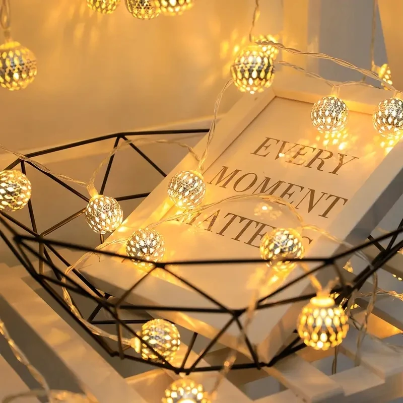 1PC 1.5M/3M/6M Moroccan Ball String Light Battery Box Christmas Decoration Fairy Lights Christmas Tree Hanging Lamp led string lights decorative lights string lights led fairy lights