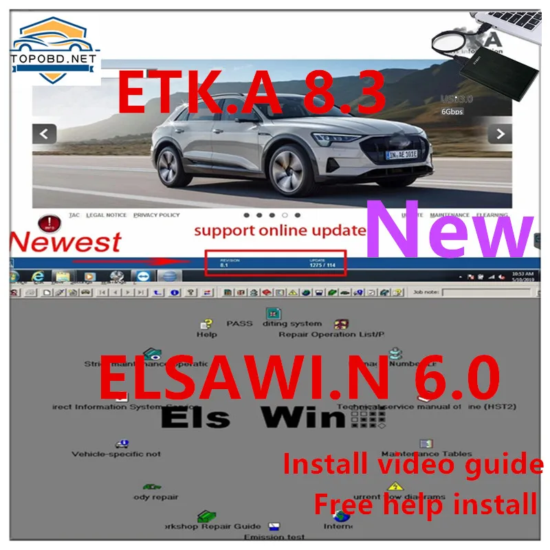 

2023 hot elsawin 6.0 with etka 8.3 software Newest Repair Software Group Vehicles Electronic Parts Catalogue for A-udi for V-W A