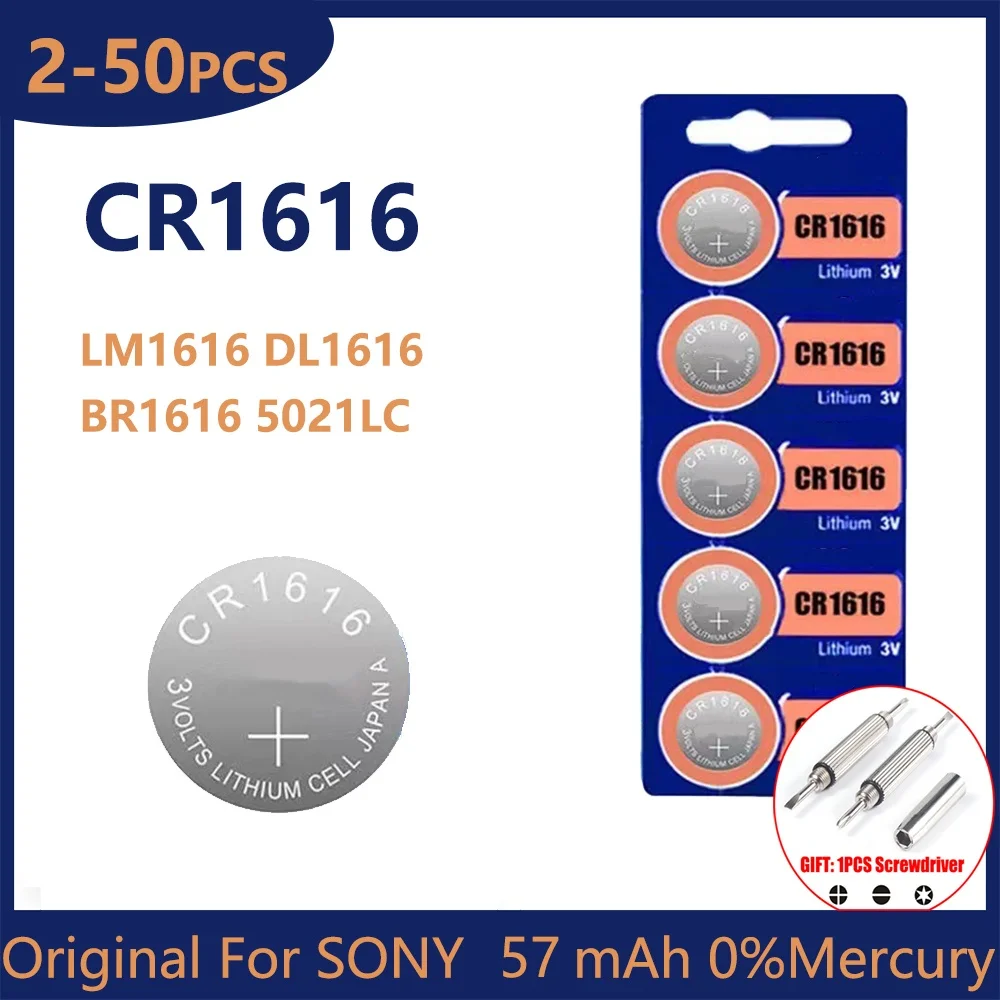 

Оригинальный аккумулятор для SONY CR1616, литиевый аккумулятор CR 1616 DL1616 BR1616 5021LC LM1616 для часов с пультом дистанционного управления