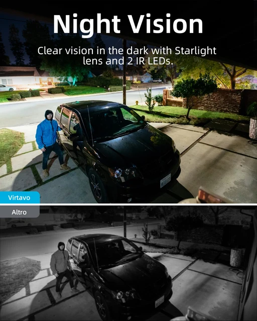virtavo SolarFlask 2K Solar Security Cameras Wireless Outdoor, Starlight Lens, Color Night Vision, PIR Motion Detection, Battery 3