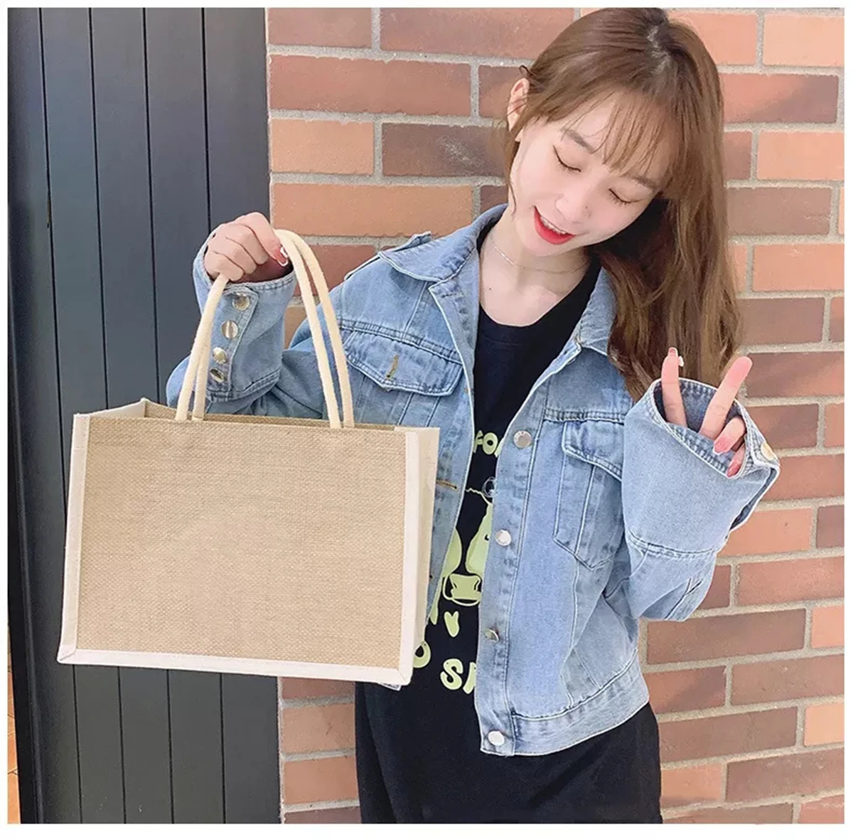 도매 100 개/로트 사용자 정의 로고 인쇄 고품질 자연 일반 삼베 린넨 황마 비치 가방 여성 선물 웨딩 프로모션