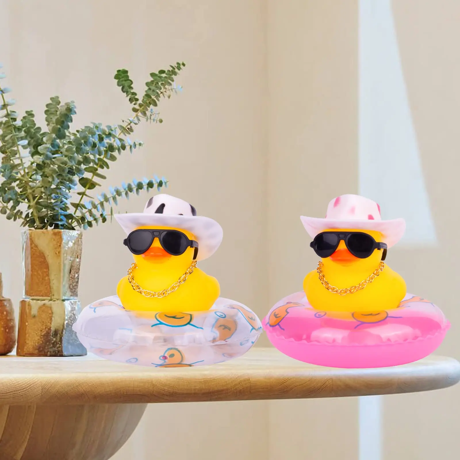 2 Set Car Duck Mini Rubber Duckies Toy Car Dashboard Yellow Jeep Duck Party Favor Car Decoration  Car Accessory Table Ornament 6