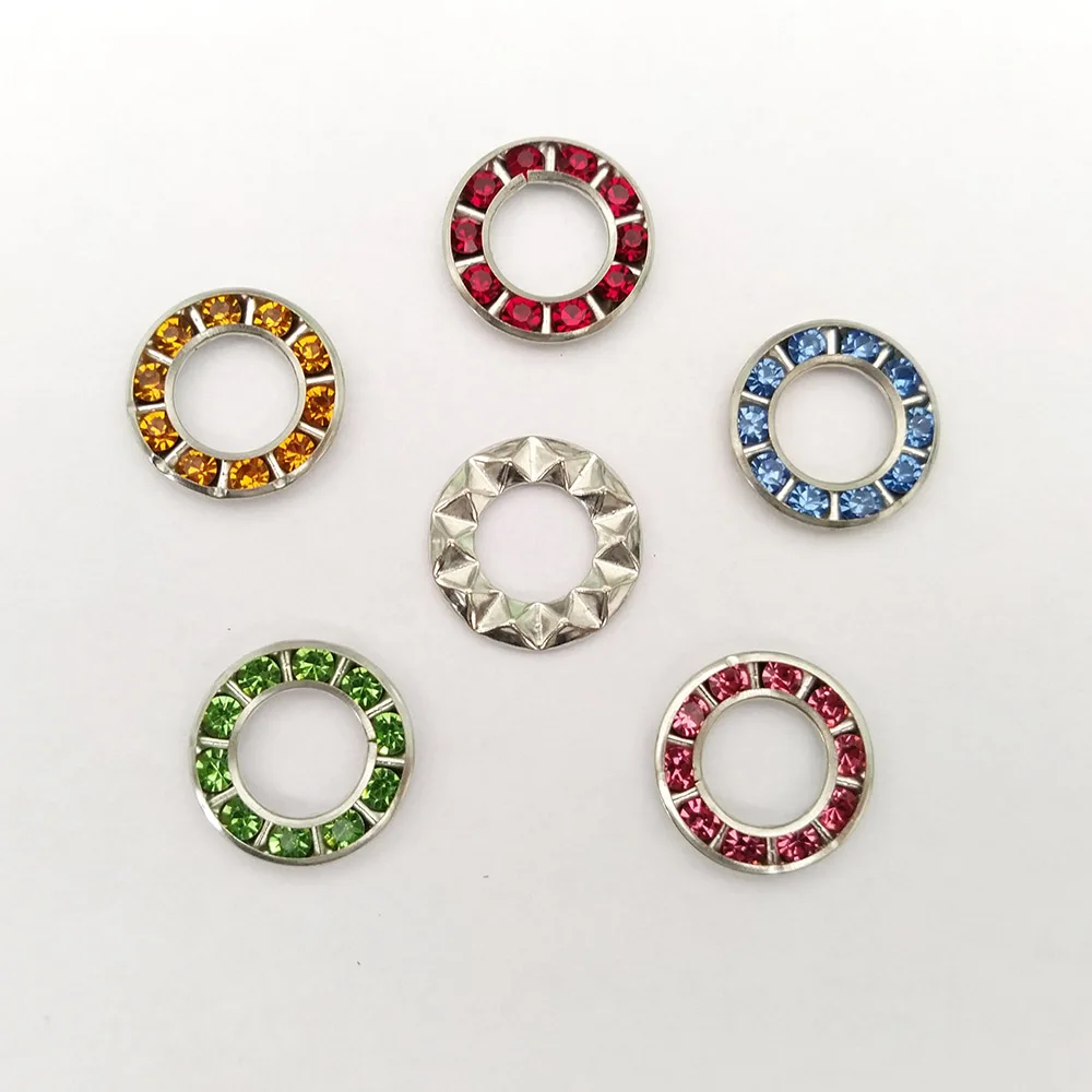 200sets/pack Mix Colors 17mm Rhinestone Eyelets Grommets Curtain Brass Colorful Crystal Diamond Eyelets LSRE001-1