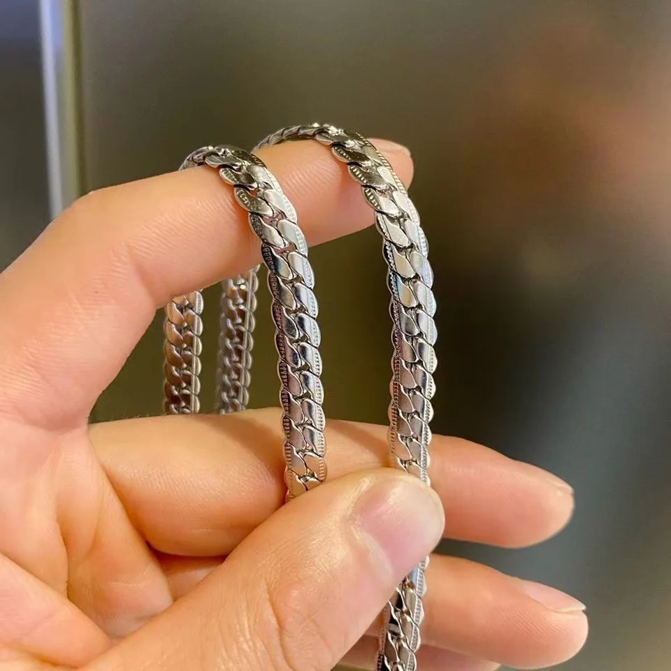 Diamond Cut Miami Cuban Link Necklace in Silver