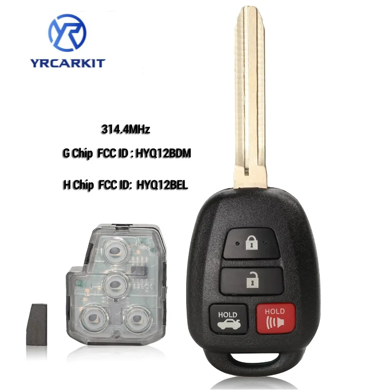 For Toyota Camry Corolla 2012 2013 2014 2015 2016 2017 4 Button Remote Car Key 314.4Mhz with G H Chip FCC HYQ12BDM HYQ12BEL