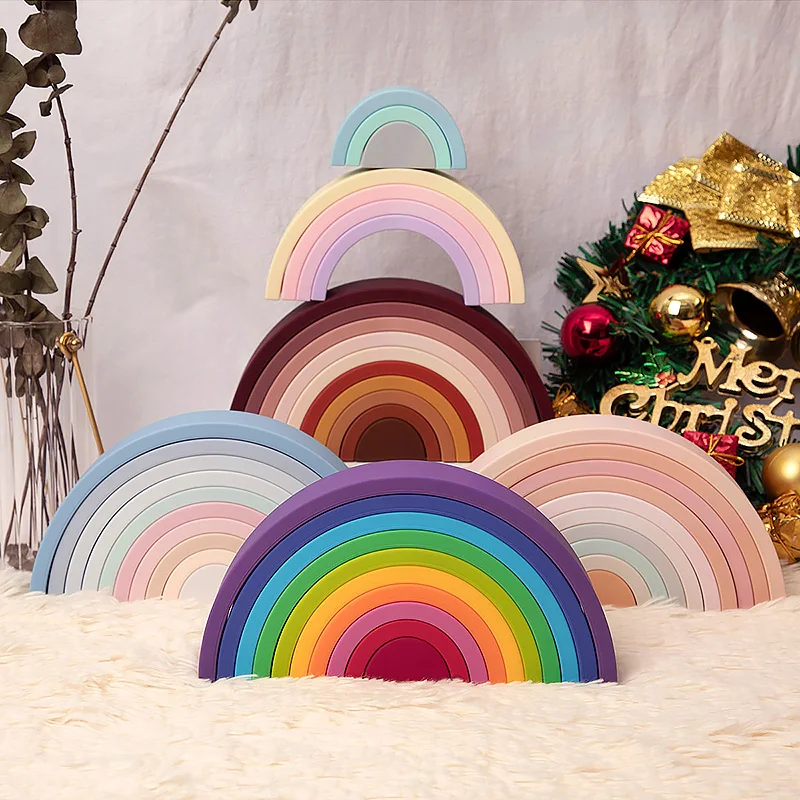 Educational Toys Stacking Puzzle Toys Stacking Toys 6/10pcs Baby Silicone Building Block