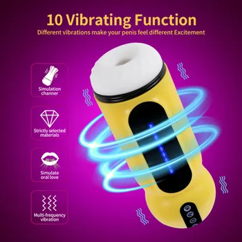 New Arrival Male Masturbator Automatic Sex Toy For Men Adult Goods For Men Vibrating and Sucking Machine Pussy Yellow Vagina 3
