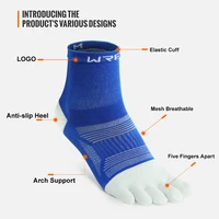 WRELS 1/2/3 paires chaussettes à orteils cinq Performance athlétique course évacuation de l'humidité anti-dérapant cinq doigts chaussettes à Compression orteil chaussettes 5