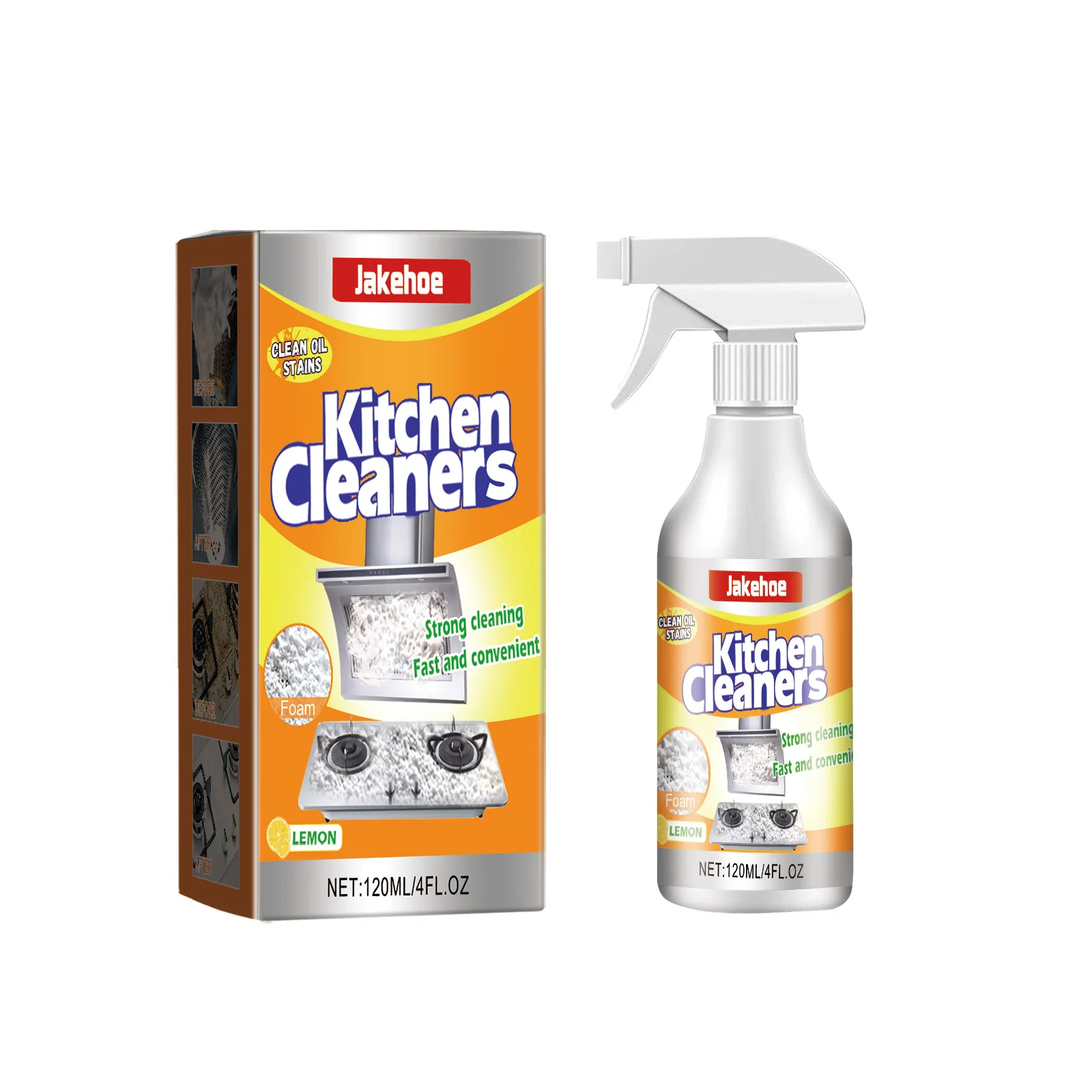 Jakehoe 120ml Heavy Oil Cleaner Kitchen Oil Stain Degreaser Stains Remover Cleaning Grills Ovens Dirt Cleaning Bubble Spray
