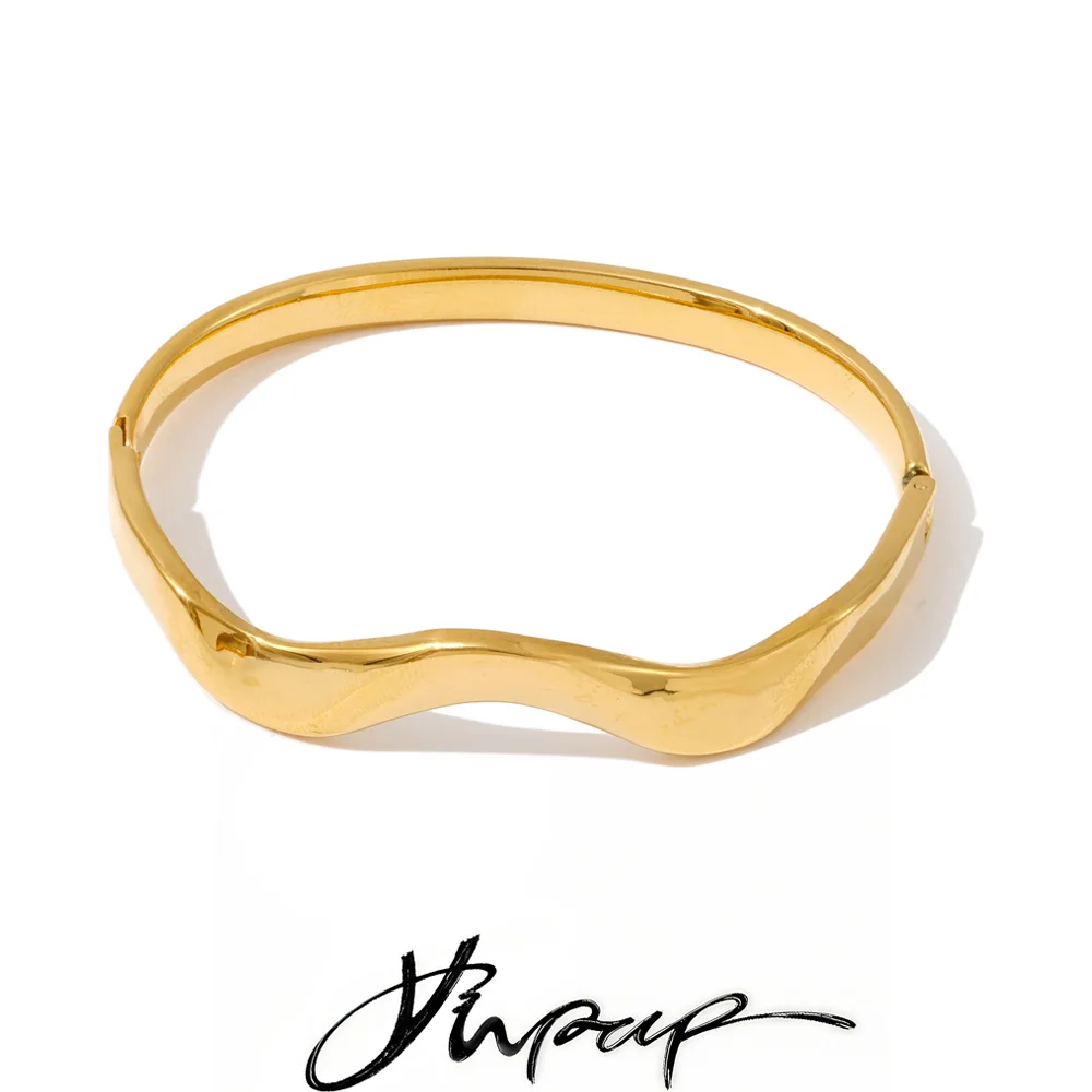 Yhpup 63mm Minimalist Stainless Steel Irregular Wrist Bracelet
