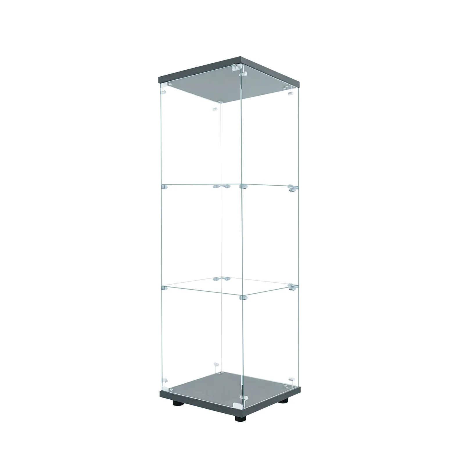 Superaly Moderner Freistehender Vitrinenschrank, 3 Etagen aus Sicherheitsglas mit Einzeltür, für Büro und Wohnzimmer, Schwarz – Detail 8