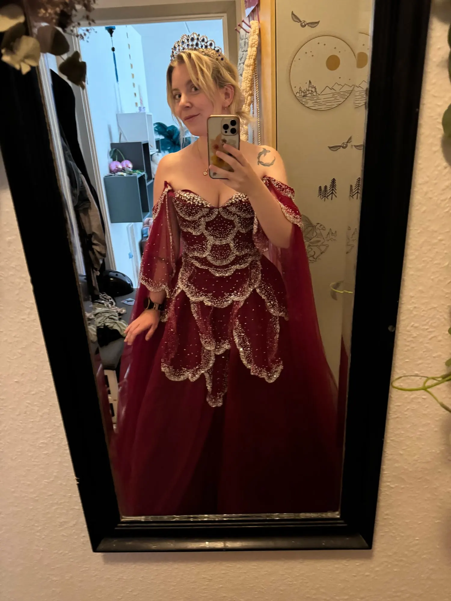 Sharon Said Elegant Off-Shoulder Sage Green Evening Dress with Cape Sleeves photo review