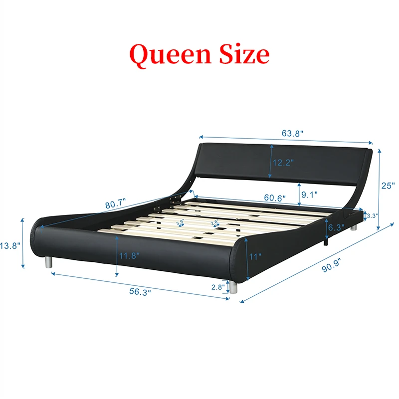 Verkeerd woede Uitdaging Faux Leather Bed Frame | Beds Furniture | Wood Bed Frame | Bed Platform | Bed  Bedroom - Beds - Aliexpress