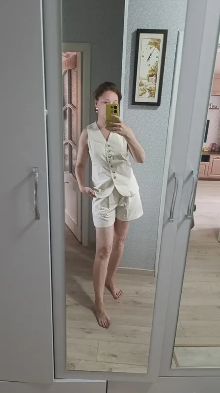 Breathable Cotton Linen Vest Shorts Set - Perfect Summer Outfit photo review