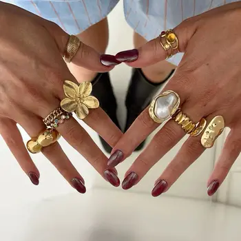 Gold Imitation Pearl Ring 1