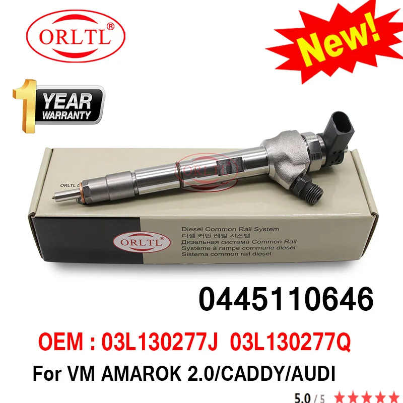 

ORLTL 0445110646 03L130277J 03L130277Q NEW Fuel Diesel Injector 0 445 110 646 For VM AMAROK 2.0/CADDY/AUDI 03L 130 277J ​