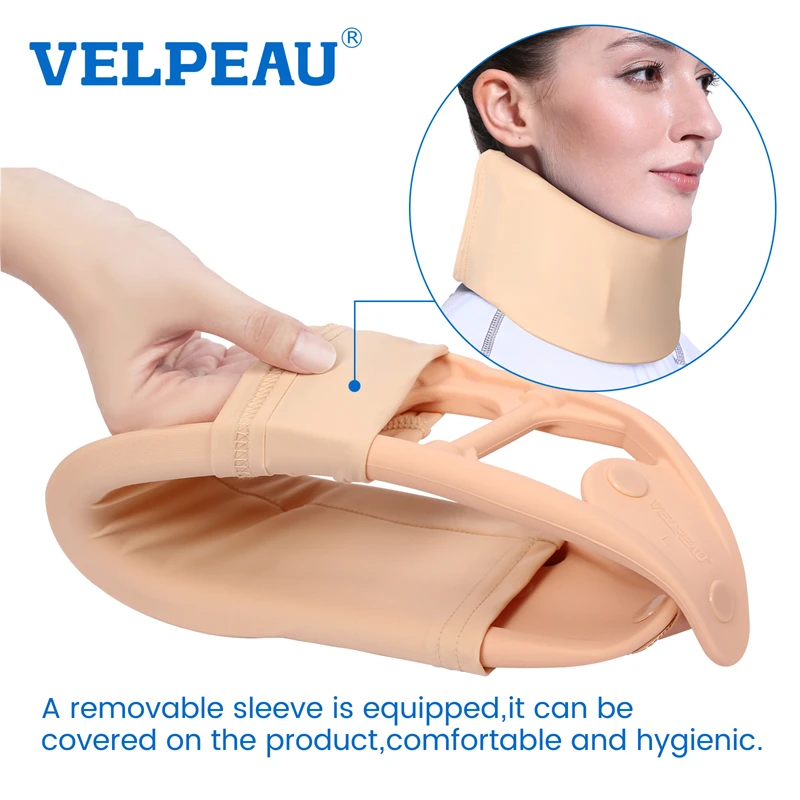VELPEAU 실리콘 정형외과 경추 칼라 목 버팀대, 척추 압력 완화, 목 뻣뻣함 지지대, 통기성 및 안정적