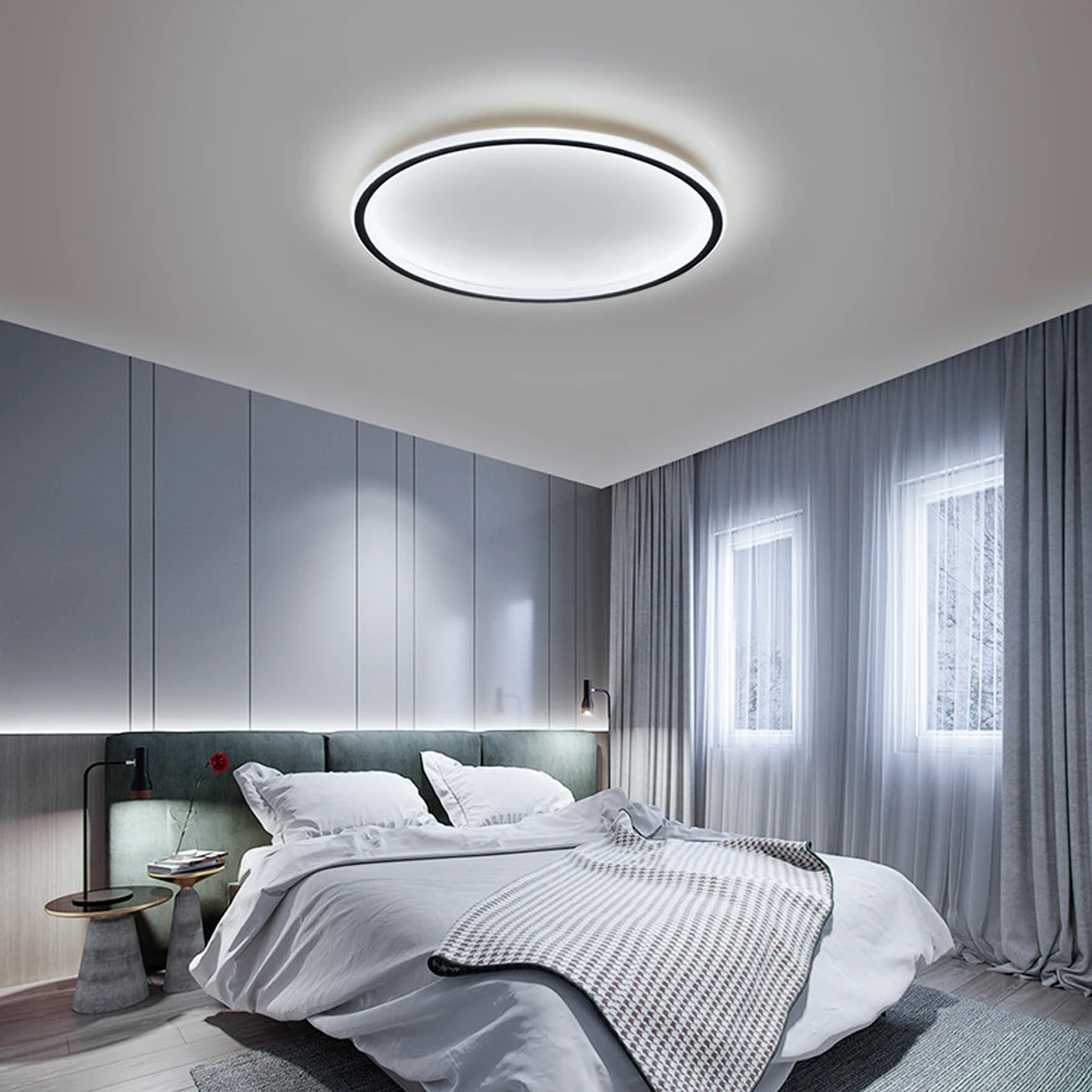 

Простая Светодиодная потолочная лампа в скандинавском стиле, ультратонкий круглый современный атмосферный потолочный светильник для спальни, кабинета, гостиной