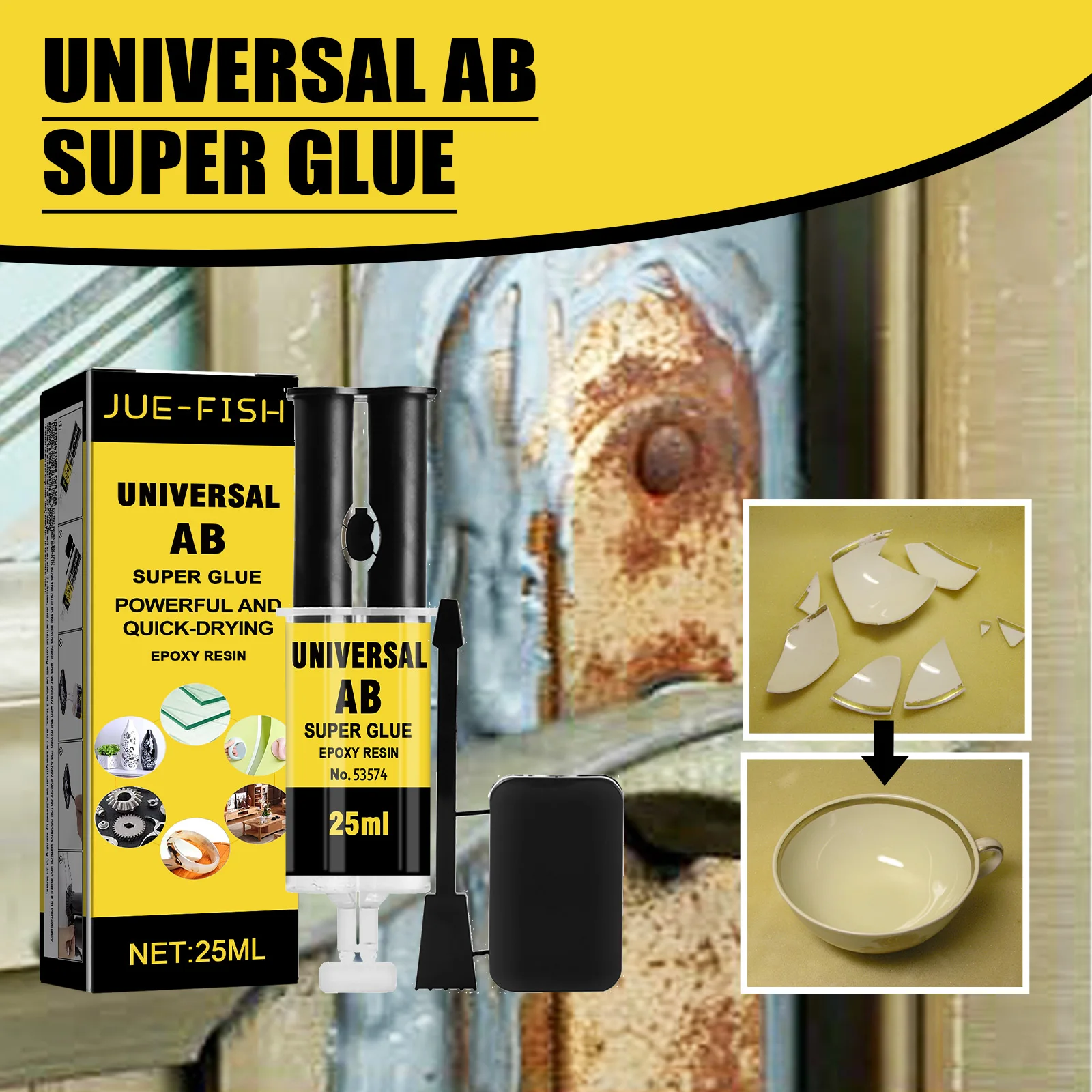 Jue fish Multipurpose AB Glue for Repair Crack Wood Metal Plastic Waterproof High Temperature Resistant Epoxy Sealing Adhesive