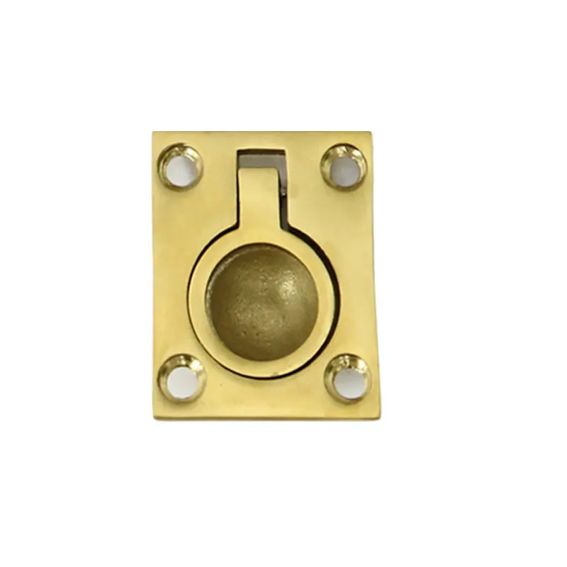 Marine 316 Stainless Steel Brass Plating Hatch Pull Handle with Mounting Screws Round Square Flush Lift Ring for Boat 2