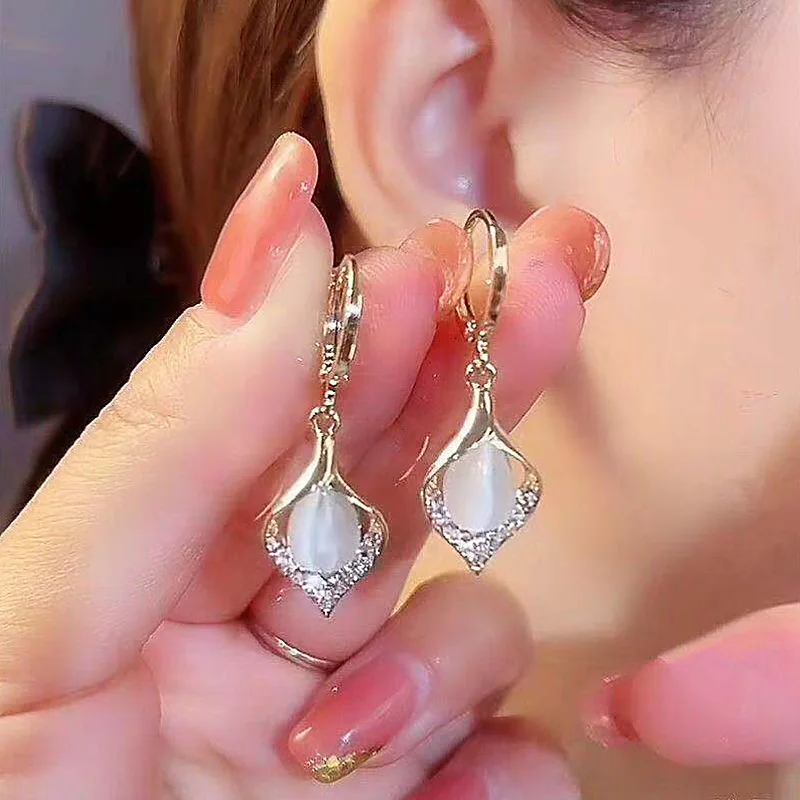 Boucles D'oreilles Femme En Cristal Clair Et Strass Bleu - Bijou Jour/soirée, Neuf Avec étiquettes