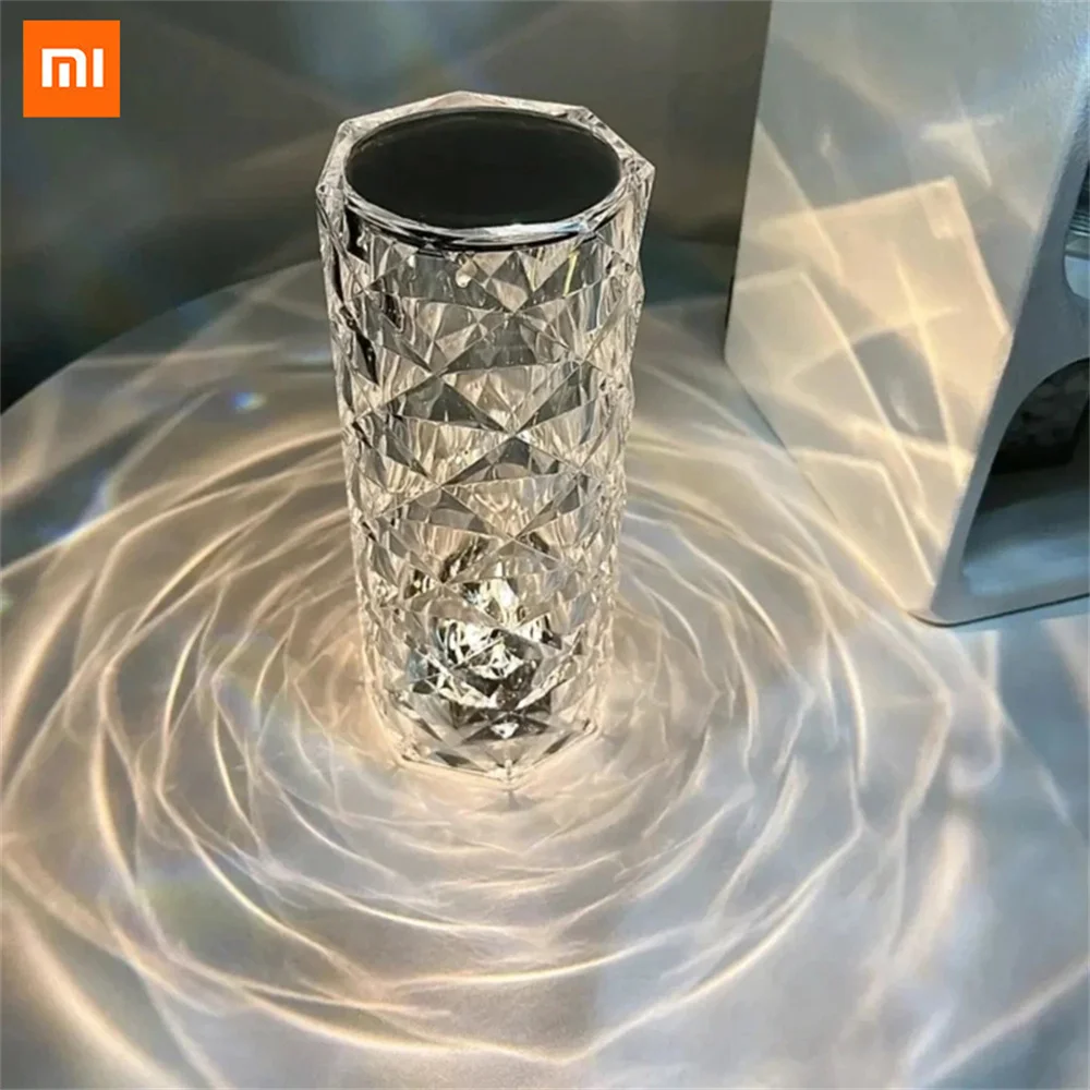 

Светодиодная кристаллическая настольная лампа Xiaomi, проектор розы, сенсорный Алмазный атмосферный светильник, декоративная лампа для рождественской вечеринки