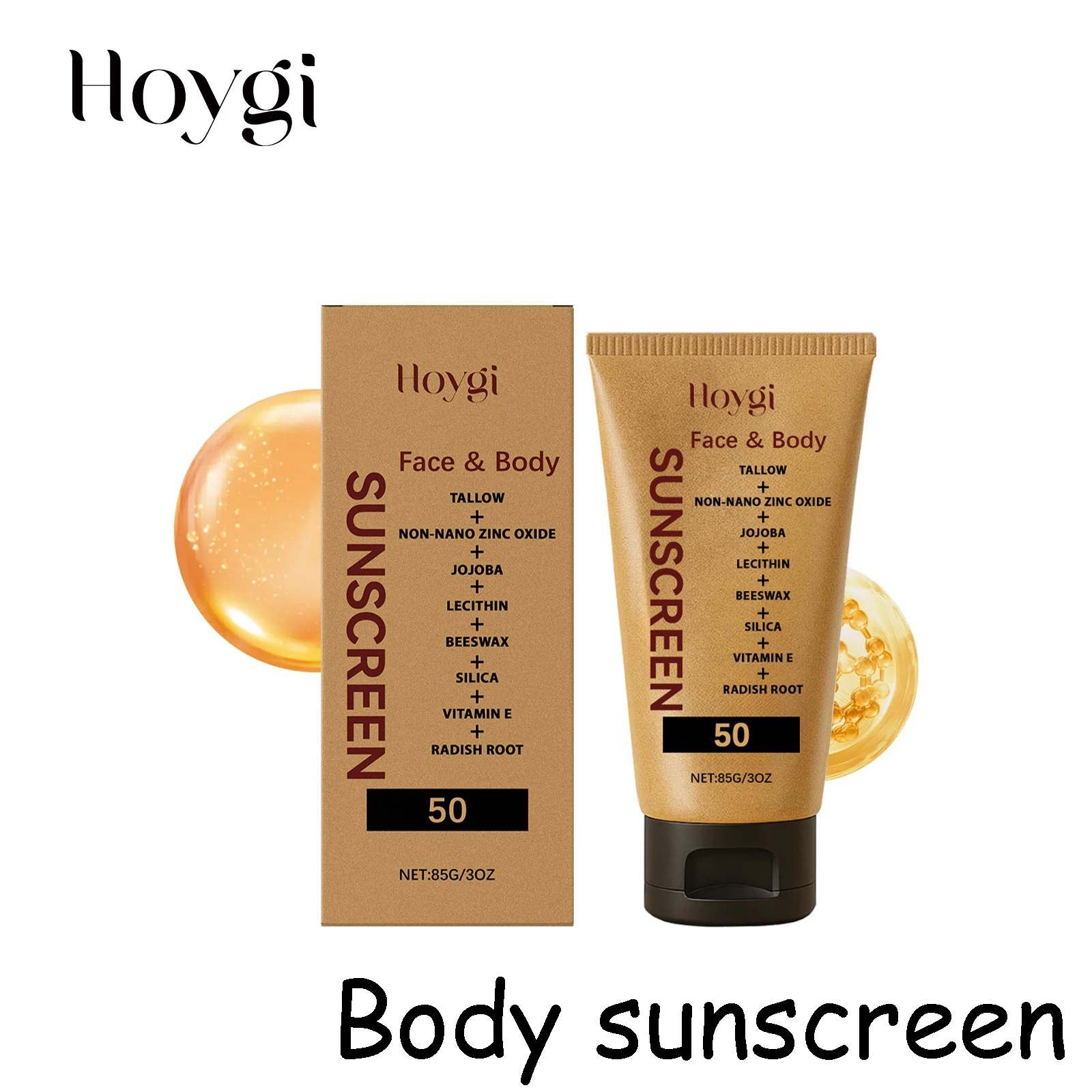 Hoygi Light Sunscreen Cream Refreshing Prevent Sunburn Moisturizing Non-sticky Reduce Dryness Soothing Discomfort Body Sunscreen