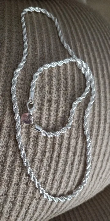 1 pieza de Plata de Ley 925 ancho 2mm/3mm/4mm cuerda cadena collar/pulsera para hombres mujeres hombre collar de cadena de moda photo review