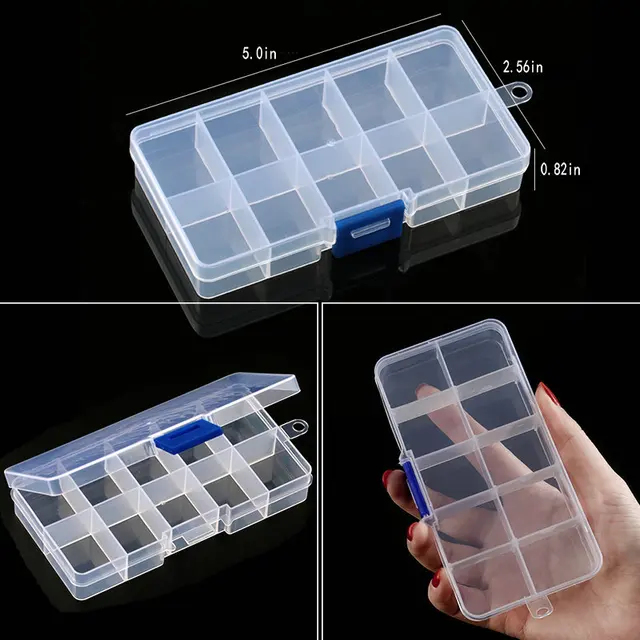 Boîte à bijoux de rangement en plastique Transparent, compartiment réglable, conteneur pour perles, boucles d'oreilles, boîte rectangulaire à bijoux