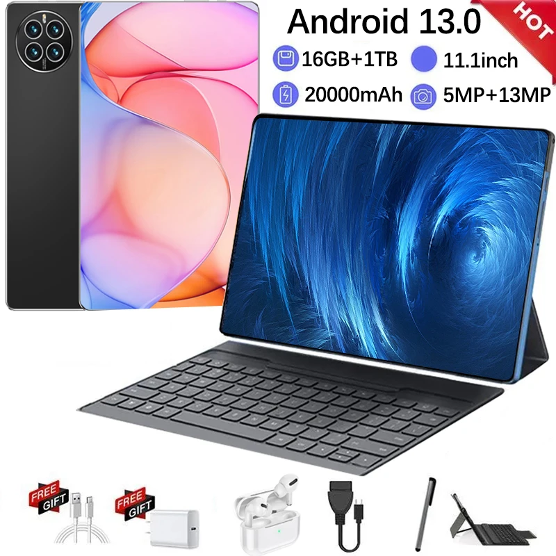 2024 Tablet Android 20000 Mah Android 13.0 Versione Globale 16Gb + 1Tb Nuova Rete Tablet Wifi 14 Core Da 11.1 Pollici